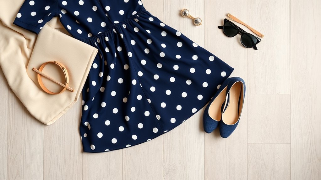 sukienka w granatowe kropki