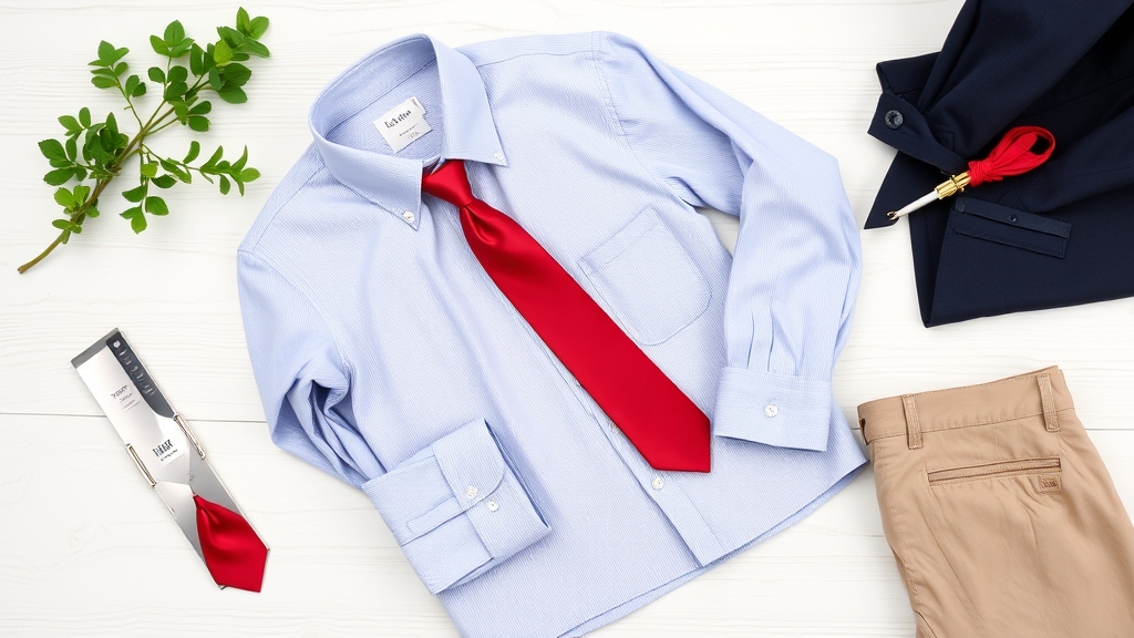 koszula włożona w spodnie z krawatem