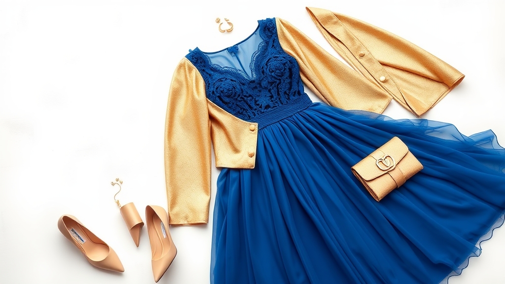 elegancka niebieska sukienka akcesorium