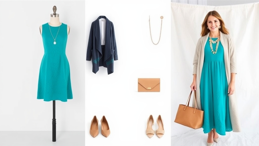 biżuteria uzupełnia turkusową sukienkę