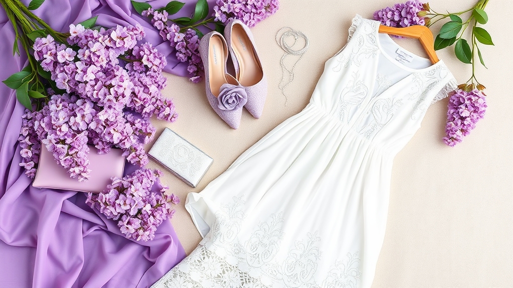 liliowe odcienie do białych sukienek