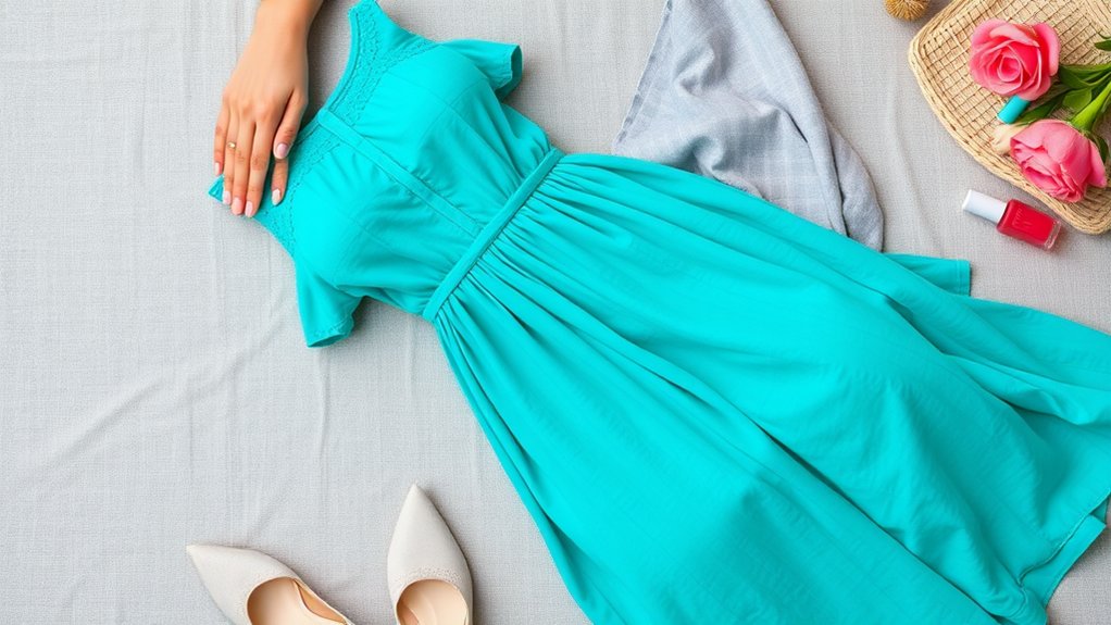 wzory paznokci do turkusowej sukienki