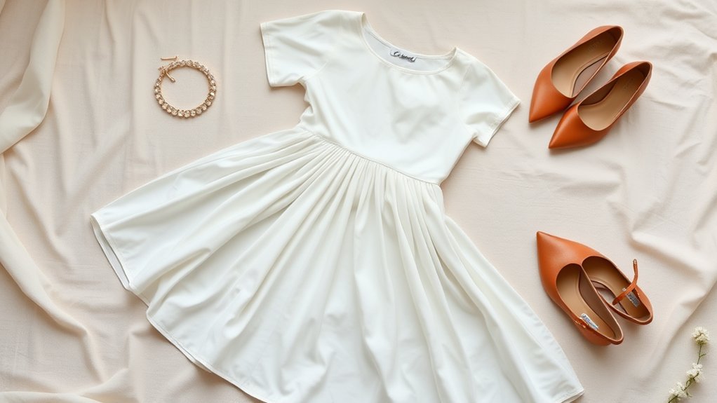 stylowy manicure biała sukienka